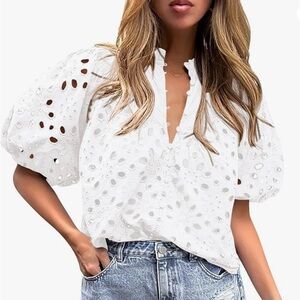 Eyelet summer top white